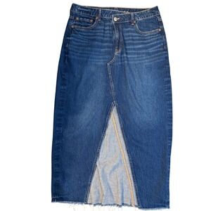 American Eagle 90s High-Rise Maxi Denim Skirt Medium Wash Blue Size 12 Regular